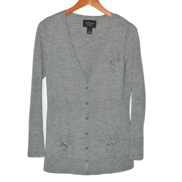 White House Black Market Wool Boyfriend Cardigan L - Picture 5 of 14